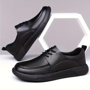 New Men'S Genuine Shoes, Soft, Breathable, Versatile, Elderly Driving, Soft Sole, Wide Foot, Business Black Shoes for Men, Fashionable Round Toe, British Style Wedding Business Men'S Shoes, with 2pcs Premium Storage Bags