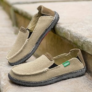 Zhdingd New Men's Loafers, -soled Non-slip Canvas Shoes, Handmade, Large Size Casual Shoes, Slip-on Men's Shoes, Available in Three Colors